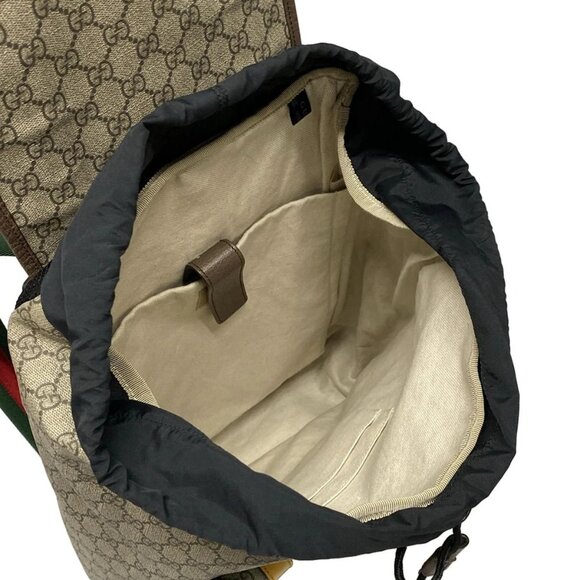 Auth GUCCI GG Supreme 473869 Beige Ebony Dark Brown PVC Leather Backpack - Picture 16 of 16
